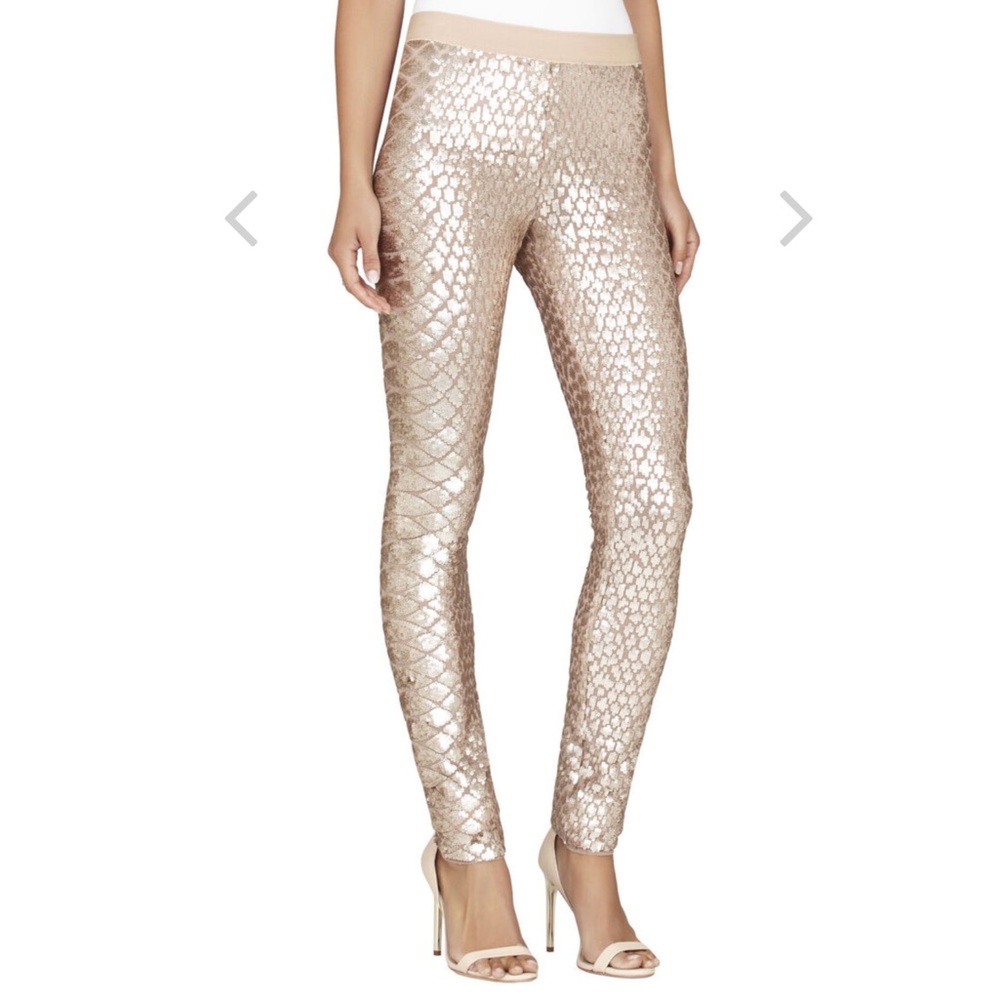BCBG sequin gold pants XXS